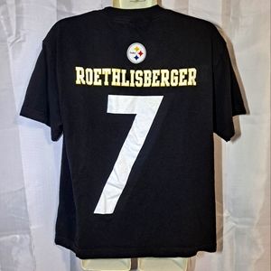 Ben Roethlisberger #7 Steelers T-shirt Youth Large 14-16 Black Pittsburgh NFL